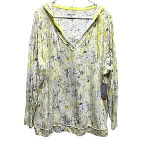 NWT Exertek Women 2X Burnout Athleisure Hoodie Yellow Gray